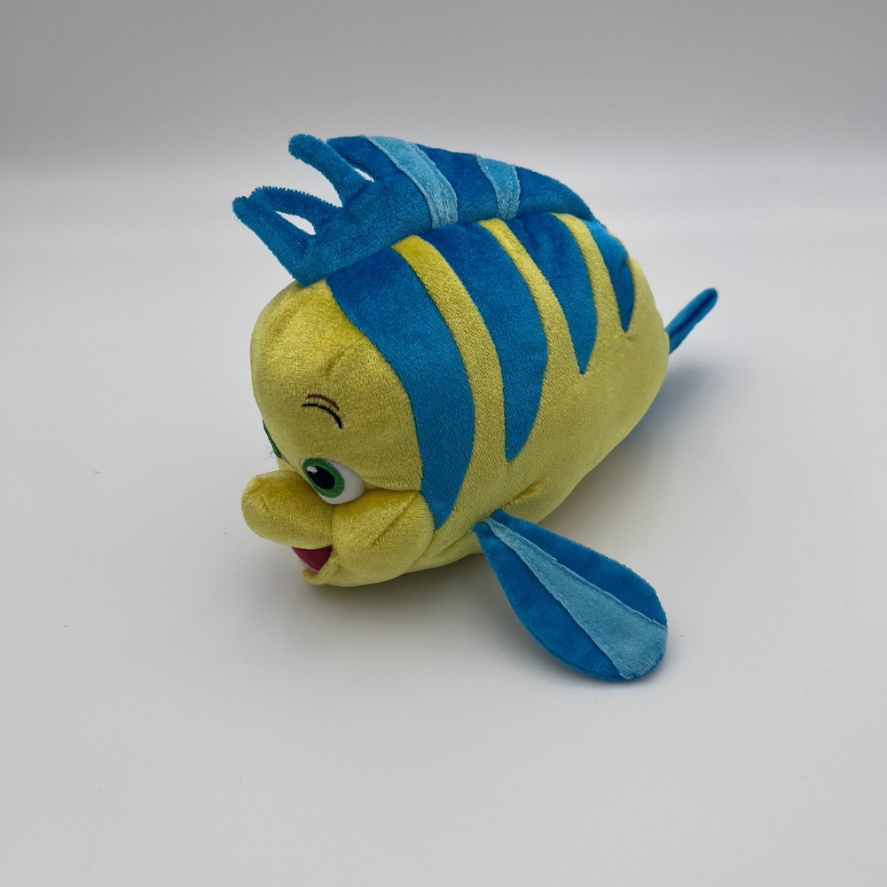 Disney The Little Mermaid Flounder Plush Yellow Blue Stuffed Animal Fish Small